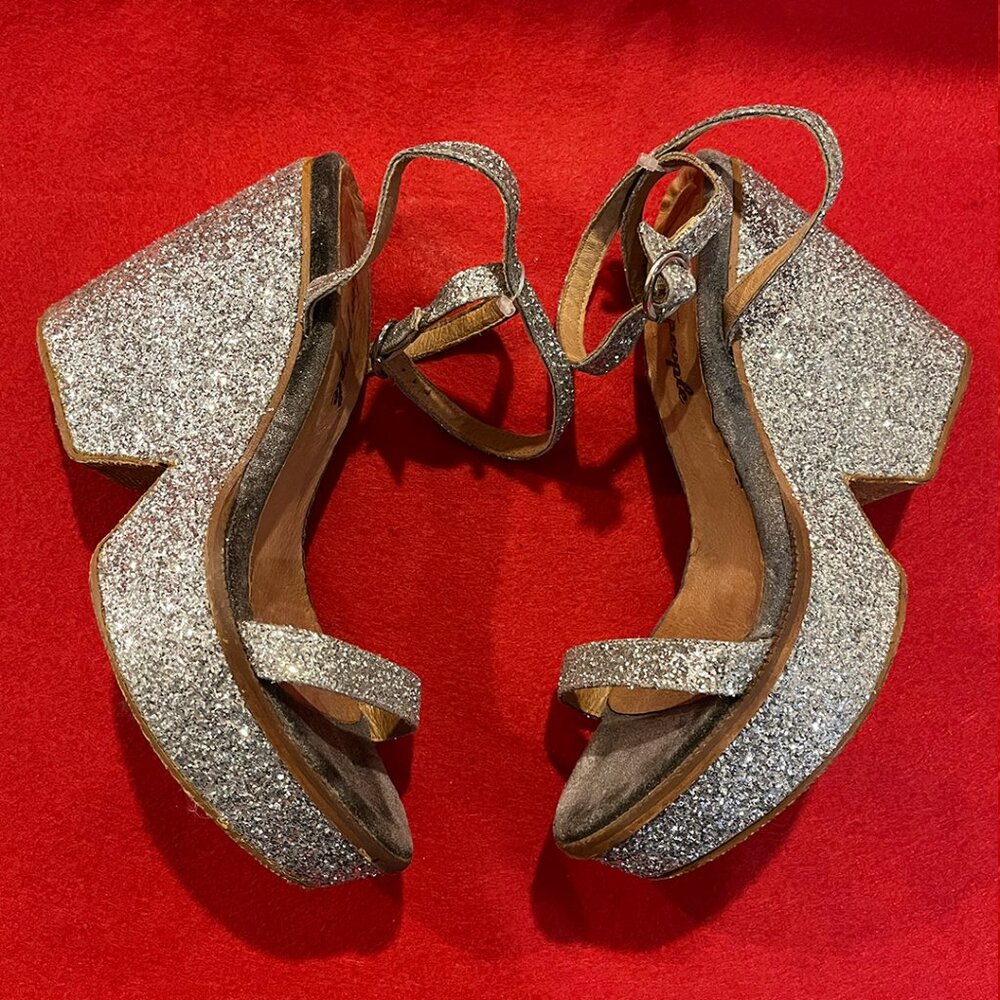 Free People Grammercy Glitter Platform Sandals